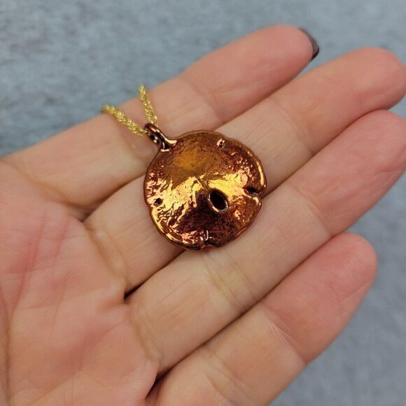 Copper Tone Sand Dollar Necklace Natures Jewelry‎ Gold Tone Chain Beachy - Picture 7 of 10